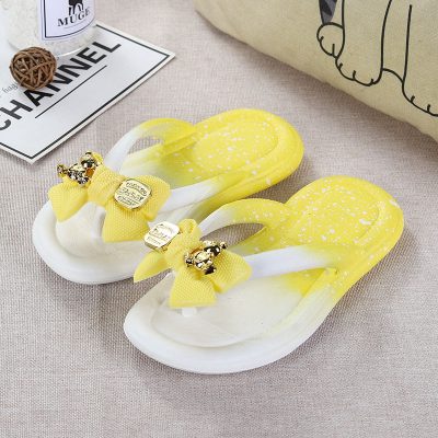 Cute kids summer flip flops with bow and non-slip sole