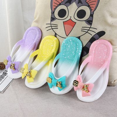Cute kids summer flip flops with bow and non-slip sole