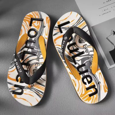 Men's fur PVC flip flops for summer beach wear