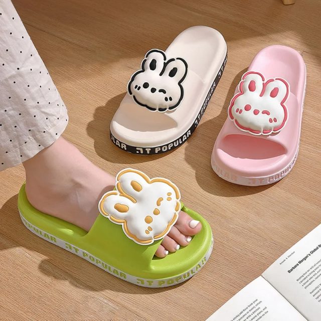Kids cute cartoon summer bear rabbit couple flip flops (2) Kids cute cartoon summer bear rabbit couple flip flops (2)